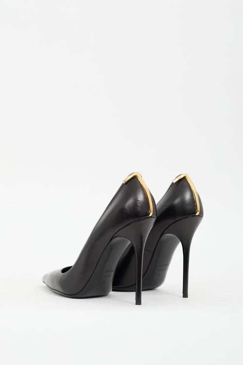 Tom Ford Black Leather Logo Pump