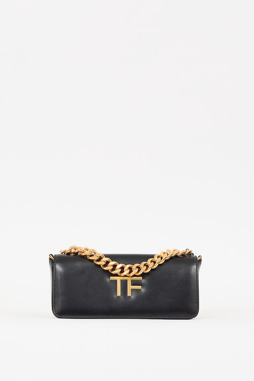 Tom Ford Black Leather Triple Chain Shoulder Bag