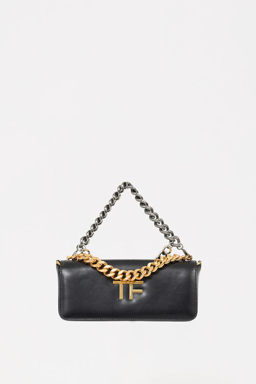 Tom Ford Black Leather Triple Chain Shoulder Bag