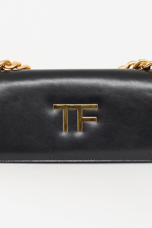 Tom Ford Black Leather Triple Chain Shoulder Bag