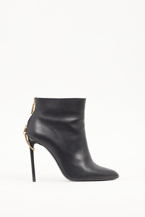 Tom Ford Black Leather Zipper Heel Boot