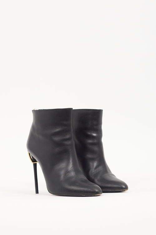 Tom Ford Black Leather Zipper Heel Boot