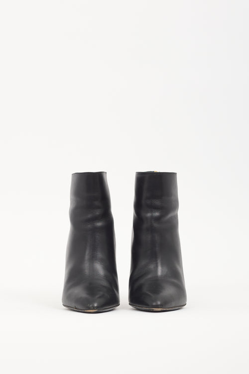 Tom Ford Black Leather Zipper Heel Boot