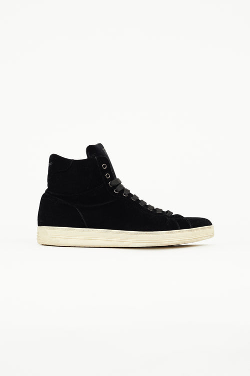 Tom Ford Black Velvet Russell High Top Sneaker