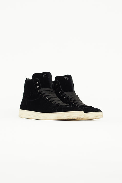 Tom Ford Black Velvet Russell High Top Sneaker