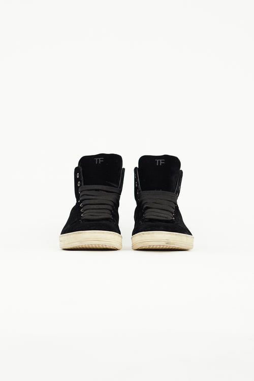 Tom Ford Black Velvet Russell High Top Sneaker