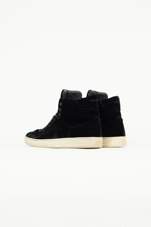 Tom Ford Black Velvet Russell High Top Sneaker