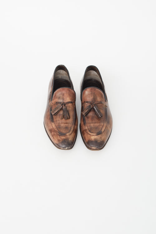 Tom Ford Aged Brown Leather Loafer