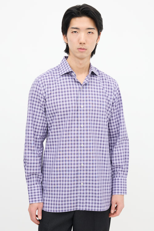 Tom Ford Gingham Spread Collar Shirt