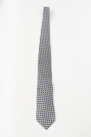 Tom Ford Navy 
White Silk Polka Dot Tie