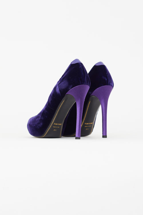 Tom Ford Purple Velvet 
Satin Open Toe Pump