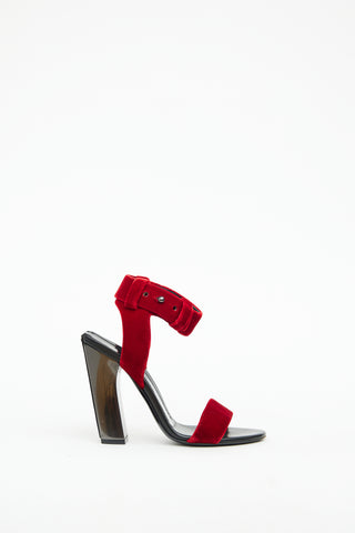 Tom Ford Red Velvet Heeled Sandal