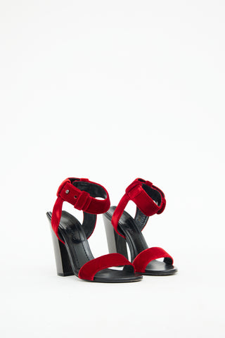 Tom Ford Red Velvet Heeled Sandal