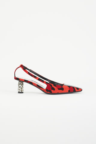 Tom Ford Red 
Black Animalier Crystal Slingback Heel