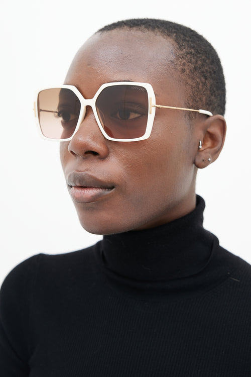 Tom Ford White 
Gold Joanna Square Sunglasses