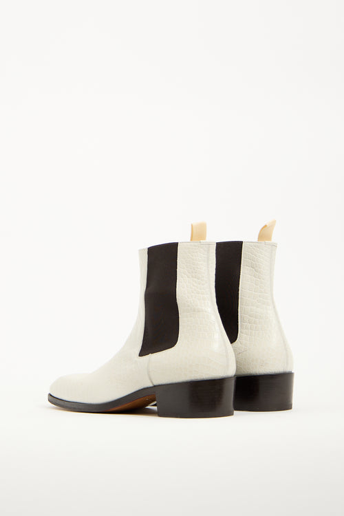 Tom Ford White Textured Leather Bailey Boot