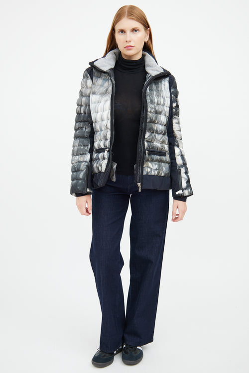 Grey 
Black Arizona Print Puffer Jacket