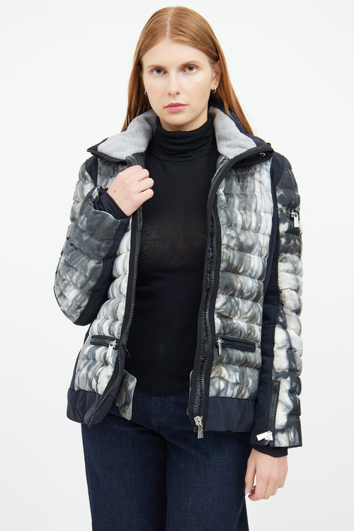 Grey 
Black Arizona Print Puffer Jacket