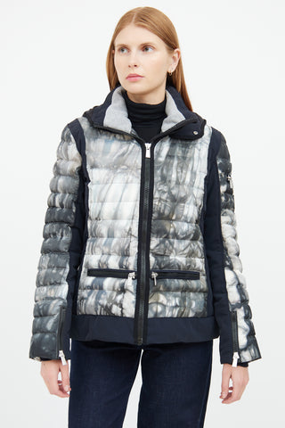 Grey 
Black Arizona Print Puffer Jacket