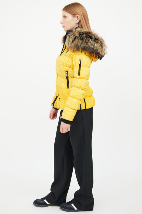 Yellow Pattern Puffer Coat