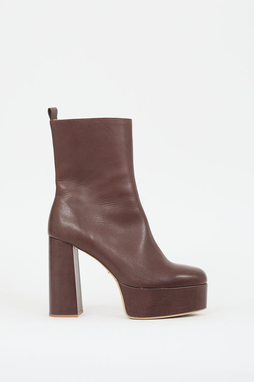 Tony Bianco Brown Leather Platform Heeled Boot