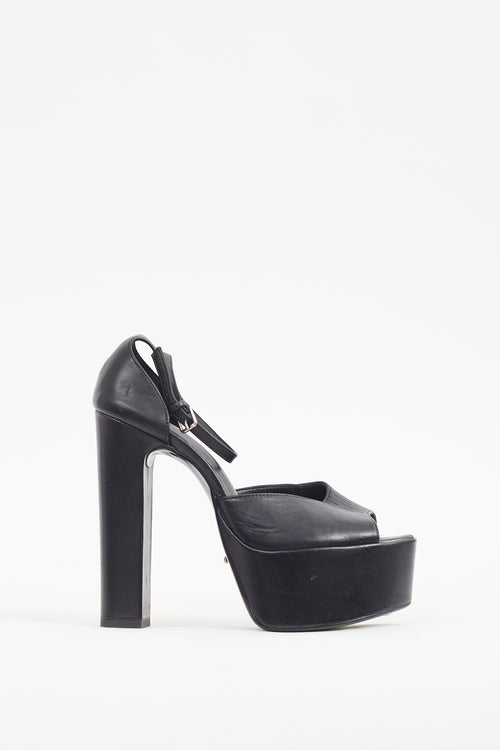 Tony Bianco Black Leather Platform Heel