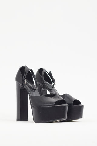 Tony Bianco Black Leather Platform Heel