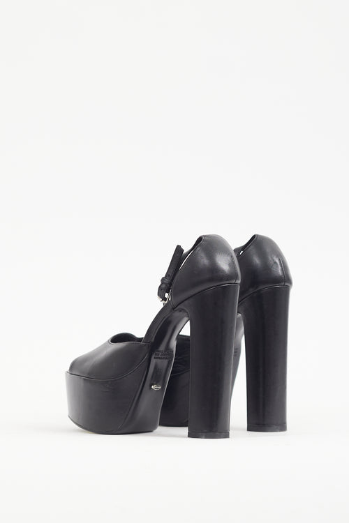 Tony Bianco Black Leather Platform Heel