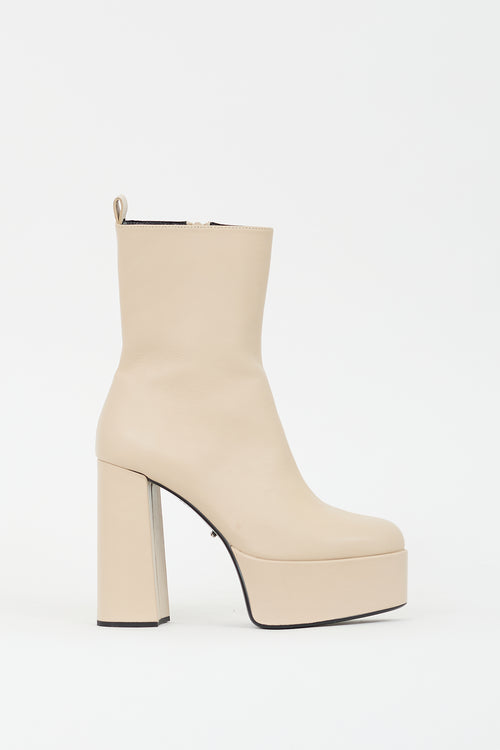 Tony Bianco Beige Leather Platform Heeled Boot