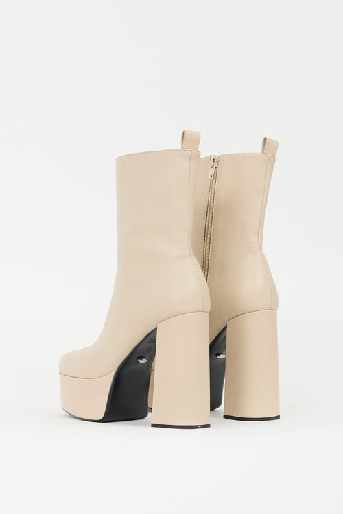 Tony Bianco Beige Leather Platform Heeled Boot