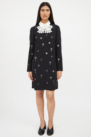 Tory Burch Black 
White Jewel Embellished Dress