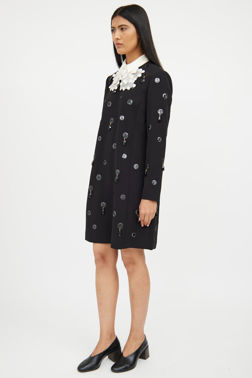 Tory Burch Black 
White Jewel Embellished Dress