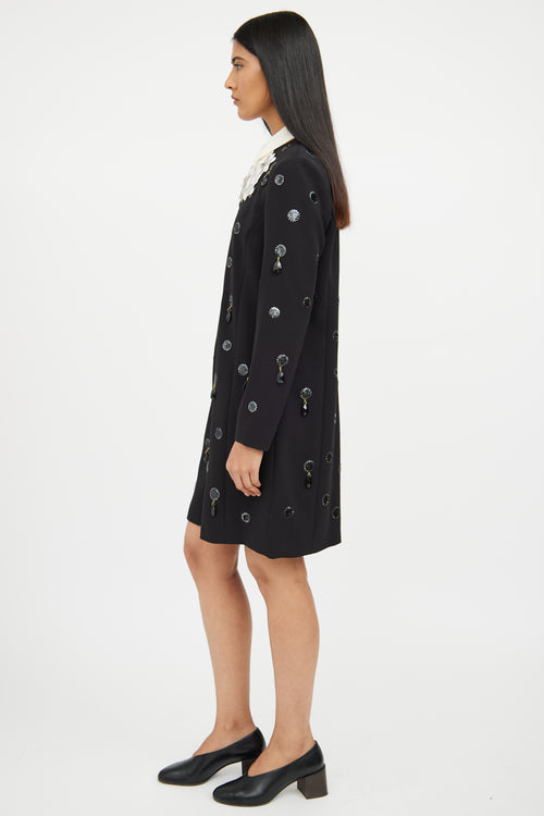 Tory Burch Black 
White Jewel Embellished Dress