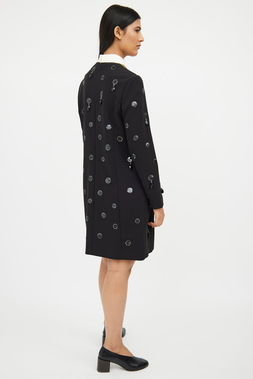 Tory Burch Black 
White Jewel Embellished Dress