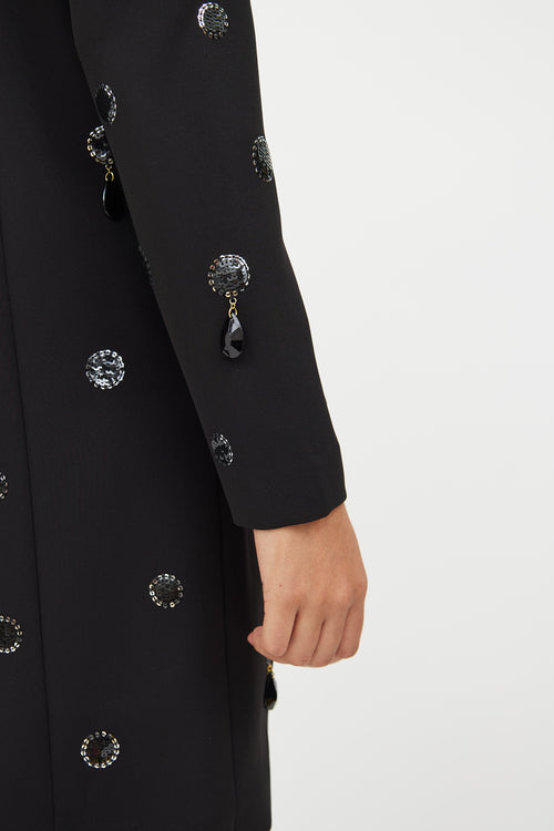 Tory Burch Black 
White Jewel Embellished Dress