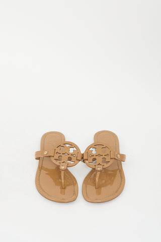 Tory Burch Brown Patent Leather Miller Sandal