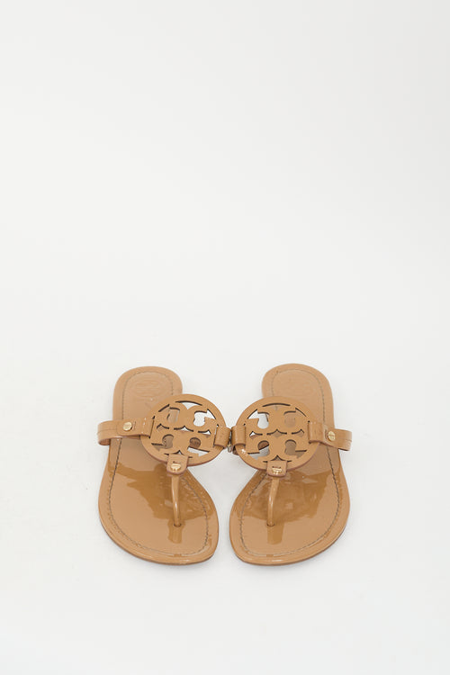 Tory Burch Brown Patent Leather Miller Sandal