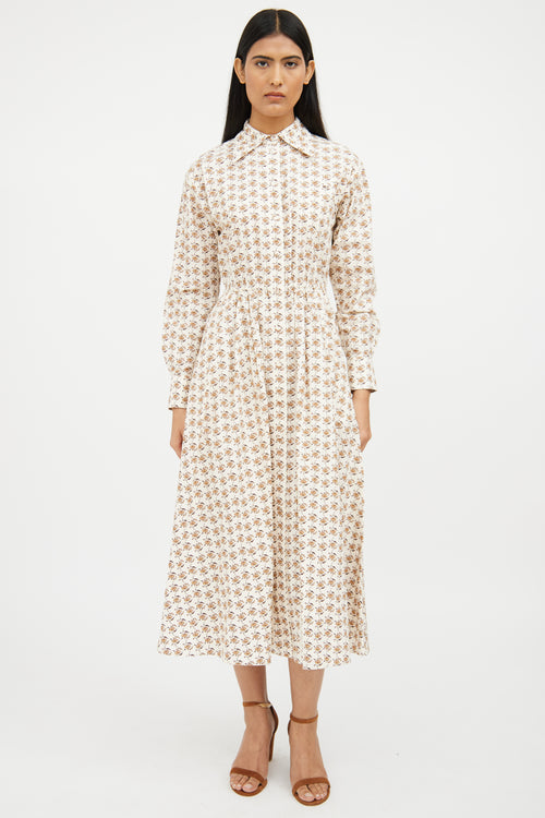 Tory Burch Cream Multi Floral Maxi Dress