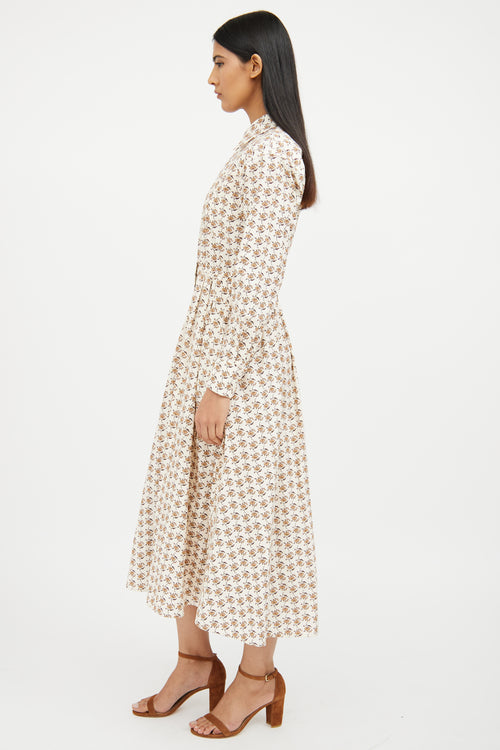 Tory Burch Cream Multi Floral Maxi Dress