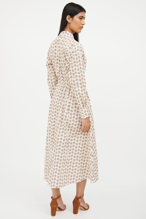 Tory Burch Cream Multi Floral Maxi Dress