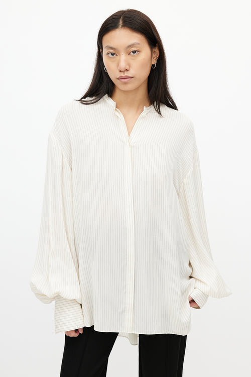 Totême Beige 
Black Silk Stripes Shirt