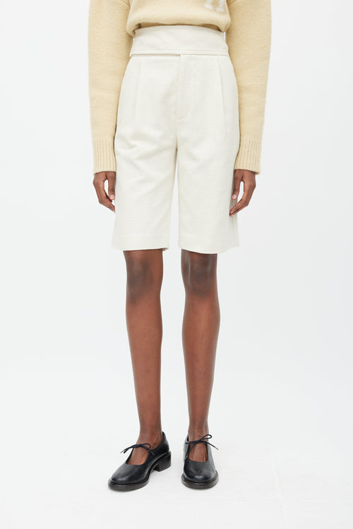 Totême Beige Pleated Woven Short