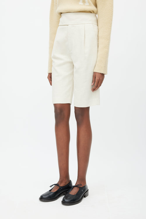 Totême Beige Pleated Woven Short