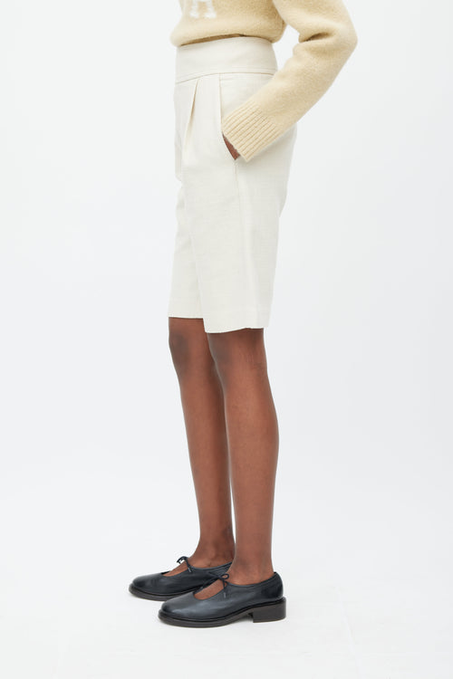 Totême Beige Pleated Woven Short