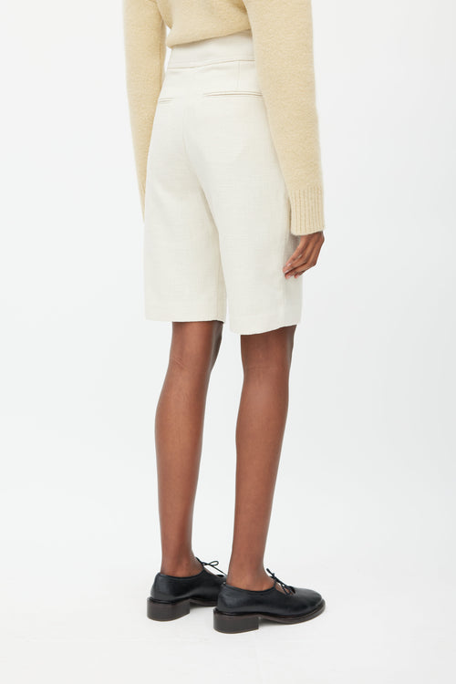 Totême Beige Pleated Woven Short