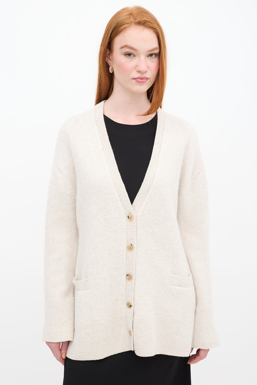 Toteme Beige Wool Knit Cardigan