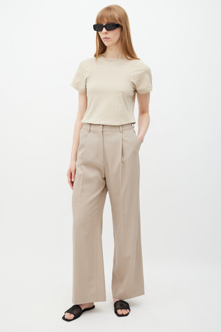 Totême Beige Wool Straight Leg Trousers