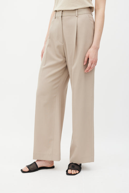 Totême Beige Wool Straight Leg Trousers