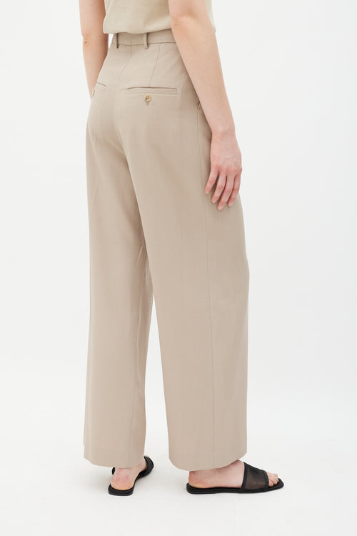 Totême Beige Wool Straight Leg Trousers