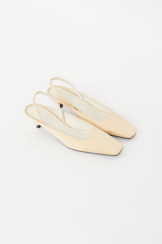 Totême Beige Satin Slingback Mule